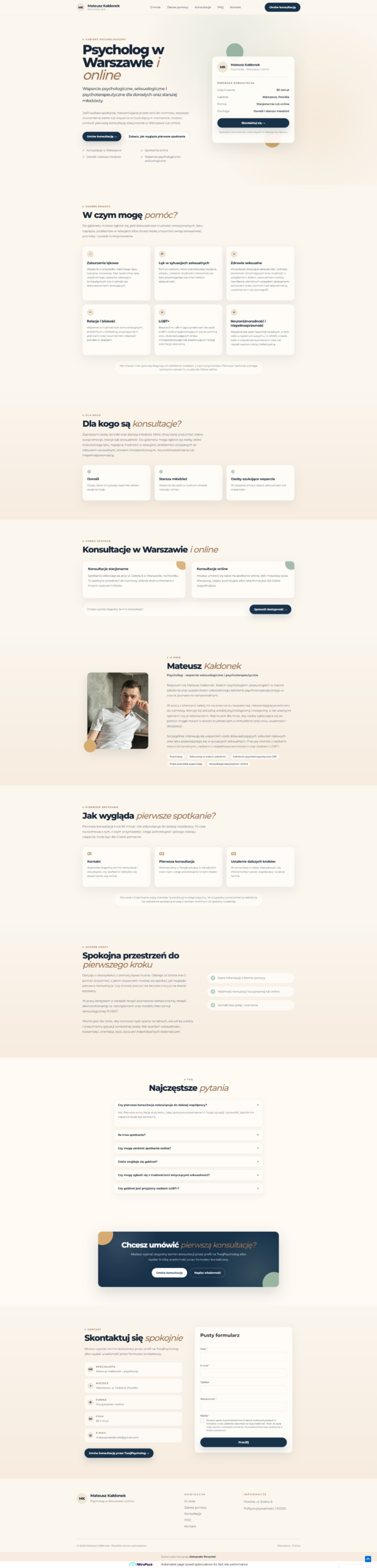Screenshot strony Mateusz Kałdonek